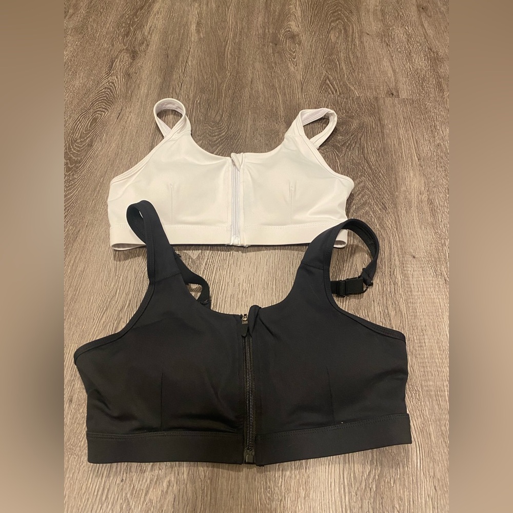 White and Black Zip-Front Sports Bras